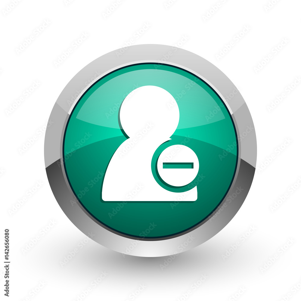 Aufkleber remove contact silver metallic chrome web design green round internet icon with shadow on white back