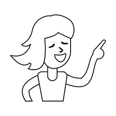 outlined girl happiness celebration vector illustration eps 10