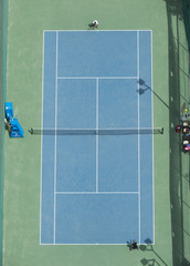 United arab Emirates, Dubai, 12/05/2015, ariel view from a hotel balcony of a tennis court , birds...