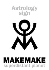 Astrology Alphabet: MAKEMAKE, superdistant dwarf planet. Hieroglyphics character sign (single symbol).