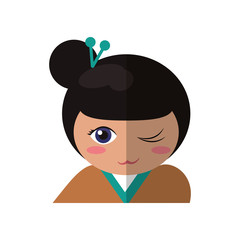 portrait doll kokeshi geisha girl vector illustration eps 10
