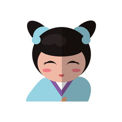 portrait doll kokeshi geisha girl vector illustration eps 10