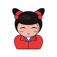 portrait doll kokeshi lovely vector illustration eps 10