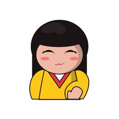 portrait doll kokeshi lovely vector illustration eps 10