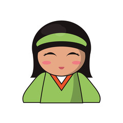 portrait doll kokeshi lovely vector illustration eps 10