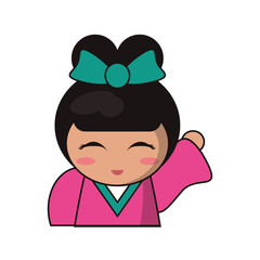 portrait doll kokeshi lovely vector illustration eps 10