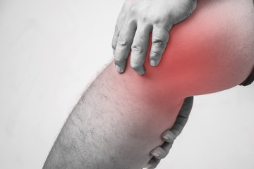knee injury in humans .knee pain,joint pains people medical, mono tone highlight at knee