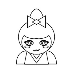 portrait kokeshi doll outline vector illustration eps 10