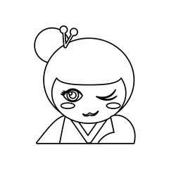 portrait kokeshi doll outline vector illustration eps 10