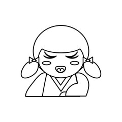 portrait kokeshi doll outline vector illustration eps 10