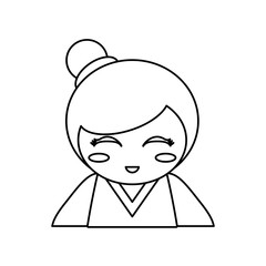 portrait kokeshi doll outline vector illustration eps 10