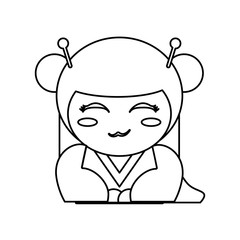portrait kokeshi doll outline vector illustration eps 10