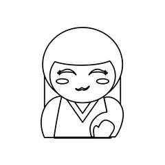 portrait kokeshi doll outline vector illustration eps 10