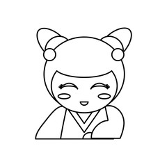 portrait kokeshi doll outline vector illustration eps 10