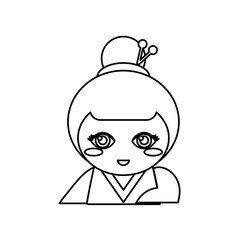 portrait kokeshi doll outline vector illustration eps 10
