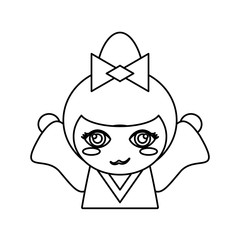 portrait kokeshi doll outline vector illustration eps 10