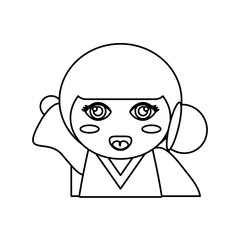 portrait kokeshi doll outline vector illustration eps 10