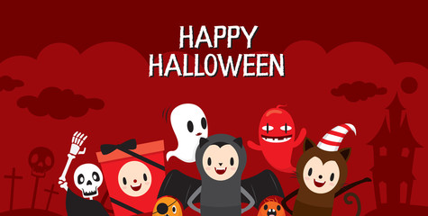 Halloween Cartoon Character On Frame, Banner, Mystery, Holiday, Trick or Treat, Culture, Disguise, October, Character, Fantasy, Night Party