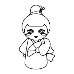 doll kokeshi decoration outline vector illustration eps 10