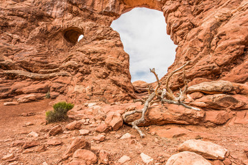 Closeup view on Turret Arch in Arches National Park, Utah.