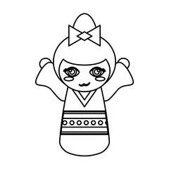 doll kokeshi decoration outline vector illustration eps 10
