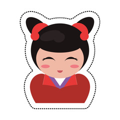 portrait kokeshi girl character vector illustration eps 10