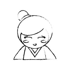 japanese doll geisha folk sketch vector illustration eps 10