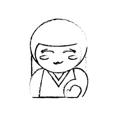 japanese doll geisha folk sketch vector illustration eps 10