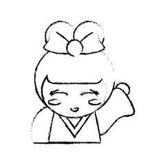 japanese doll geisha folk sketch vector illustration eps 10
