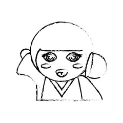 japanese doll geisha folk sketch vector illustration eps 10