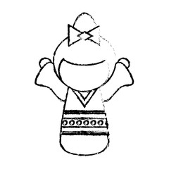 kokeshi doll geisha decorative sketch vector illustration eps 10