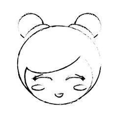 cute face kokeshi sketch vector illustration eps 10
