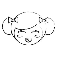 cute face kokeshi sketch vector illustration eps 10