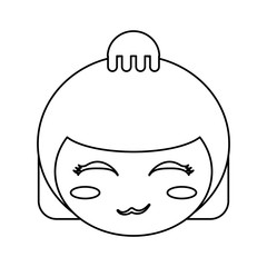 kokeshi head face doll outline vector illustration eps 10 vector illustration