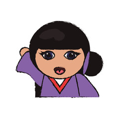 cute portrait kokeshi doll cheerful vector illustration eps 10
