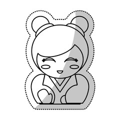 kokeshi doll souvenir outline vector illustration eps 10