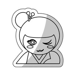 kokeshi doll souvenir outline vector illustration eps 10