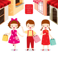 Chinese New Year, Children Shopping Together, Shopping, Retail, Family, Store, Traditional Celebration, China