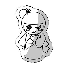 kokeshi doll geisha traditional line vector illustration eps 10