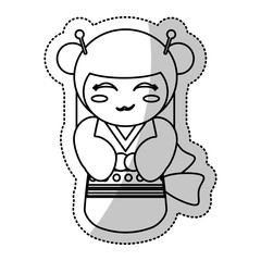 kokeshi doll geisha traditional line vector illustration eps 10