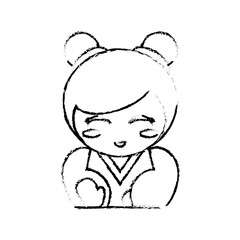portrait kokeshi doll chinese sketch vector illustration eps 10