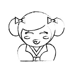 portrait kokeshi doll chinese sketch vector illustration eps 10