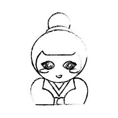 portrait kokeshi doll chinese sketch vector illustration eps 10