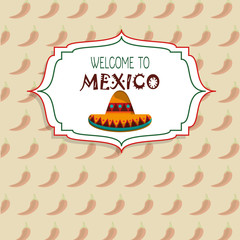 welcome to mexico concept chili pepper background vector illustration eps 10