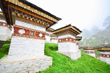 108 Memorial Chortens of Dochula Pass Between Thimphu and Punakha