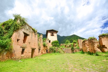 Ancient Building of Drukgyal Dzong Ruins in Paro, Bhutan