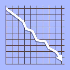 Graph down income arrow. Negative chart