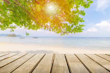 Naklejka na ściany i meble Beach with wooden terrace
