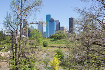 Fototapeta na wymiar Landscape of Downtown Houston city, Texas with modern building.