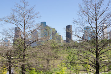 Landscape of Downtown Houston city, Texas with modern building.